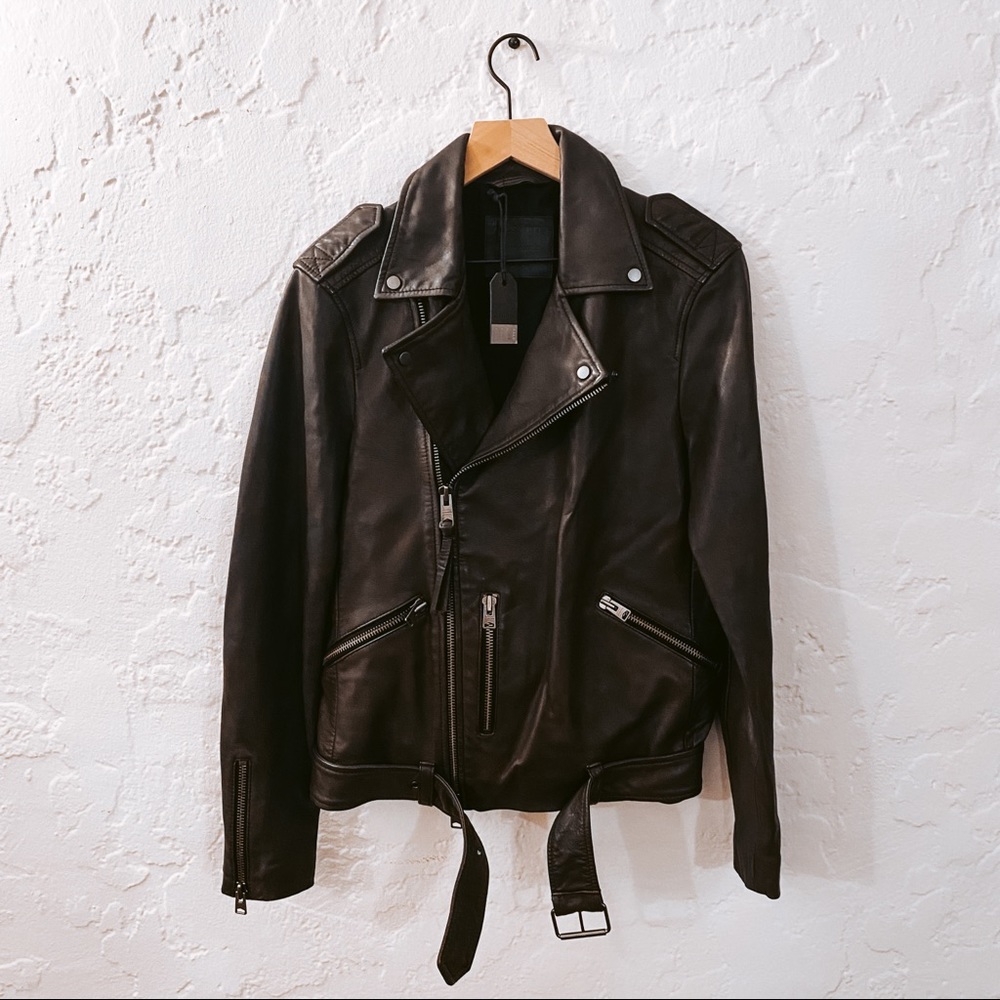 All Saints leather jacket mens XS